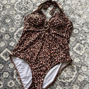 Leopard Print Halter Swimsuit